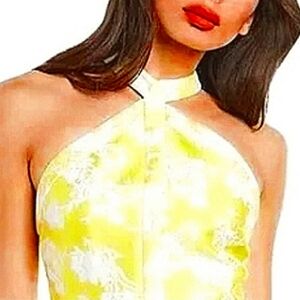 Chic Yellow and White Halter Dress